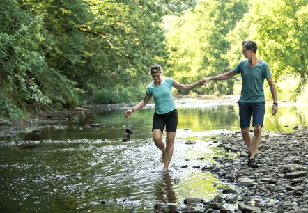 Spaß am Wasser der Prüm auf der Stausee-Prümtalroute, © Eifel Tourismus GmbH, D. Ketz