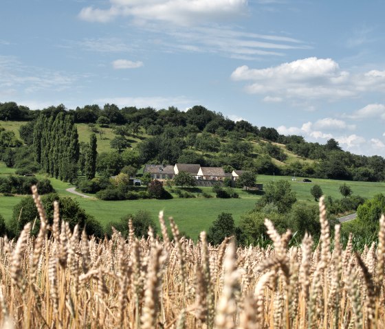 Blick auf die Schutzhäuser der Villa Otrang, © TI Bitburger Land