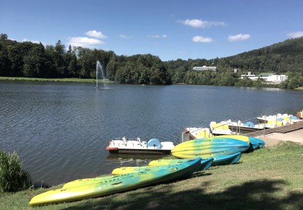 Tretbootfahren auf dem Stausee Bitburg, © Tourist-Information Bitburger Land