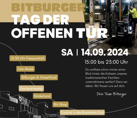 Plakat Tag der offenen Tür, © Bitburger Brauerei